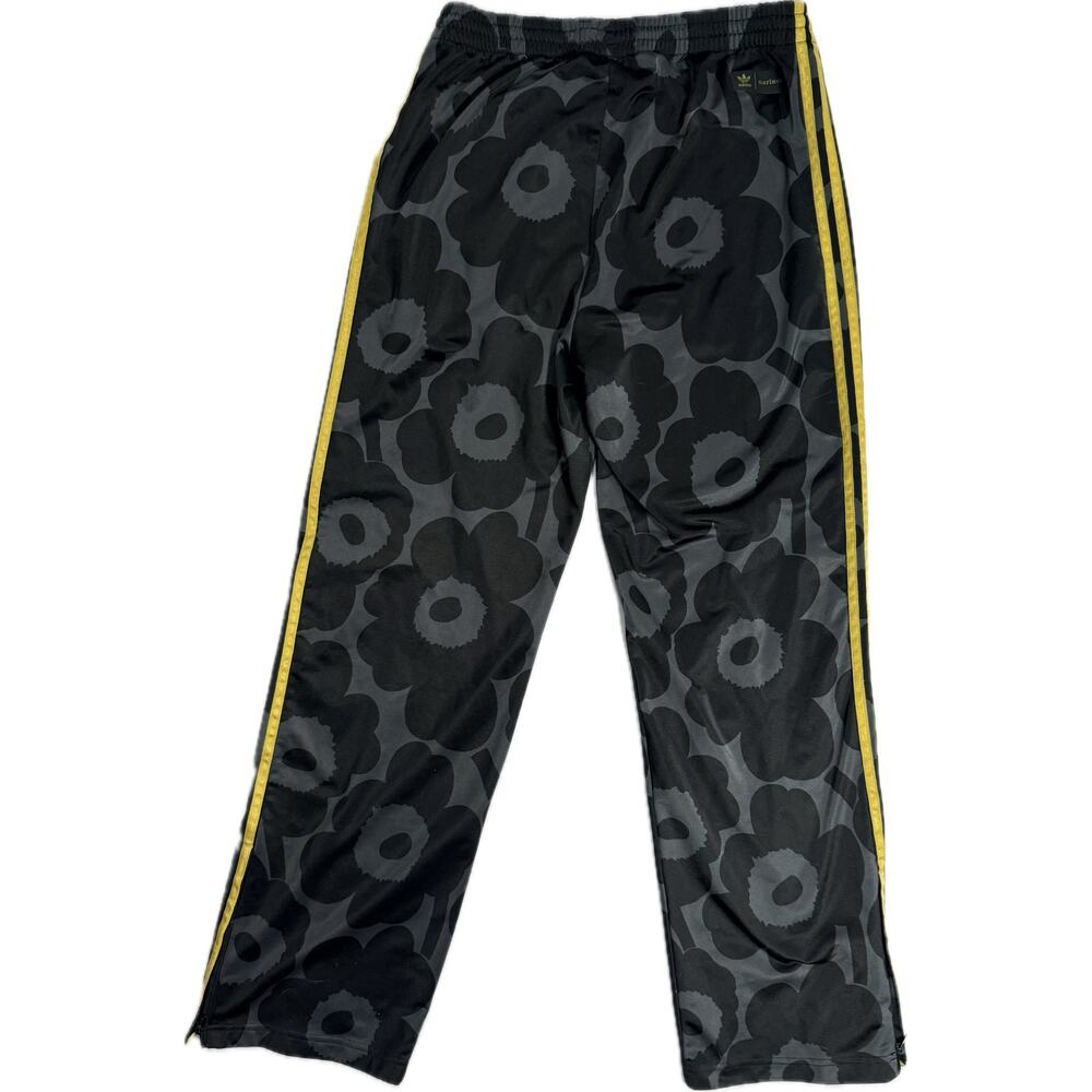 ADIDAS X MARIMEKKO FIREBIRD TRACK PANTS Sz Large Unikko Poppy Flower Black Gold - Picture 6 of 10